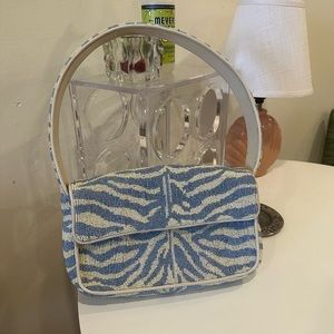 Staud TOMMY BEADED BAG LIGHT BLUE CREAM